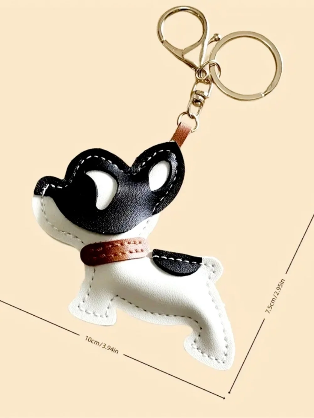 Bulldog Puppy Keychain Bag Charm - Picture 2 of 4